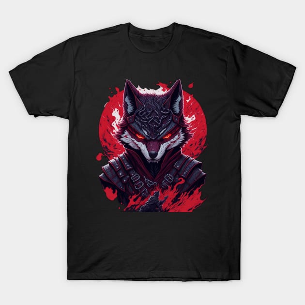 evil ninja wolf face T-Shirt by Rizstor